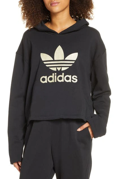 Shop Adidas Originals Logo Applique Hoodie In Black