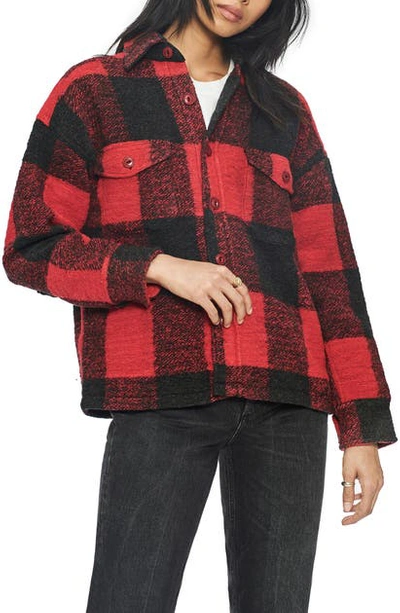 Shop Anine Bing Bobbi Buffalo Plaid Wool Blend Flannel Jacket In Red
