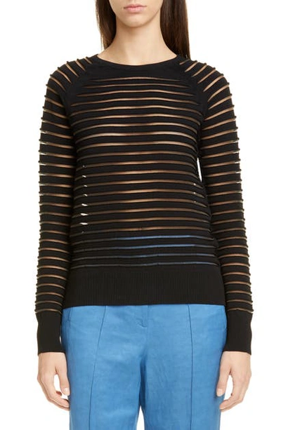 Shop Partow Margot Sheer Stripe Sweater In Black