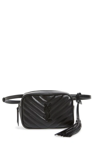 Shop Saint Laurent Lou Matelasse Leather Belt Bag In Noir