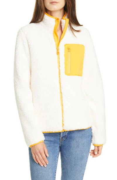 Shop Tory Sport Fleece Jacket In Snow White / Warm Sun