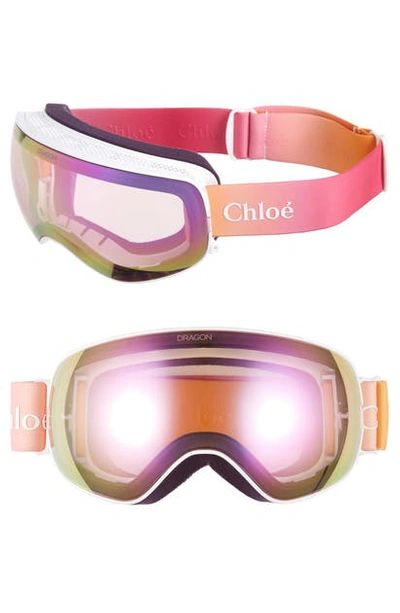 Shop Chloé X Dragon Cassidy Snow Goggles With Bonus Lenses In White/ Rainbow/ Pinkion