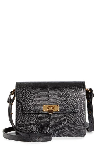 Marge Sherwood Vintage Brick Lizard Embossed Leather Bag In Black Lizard