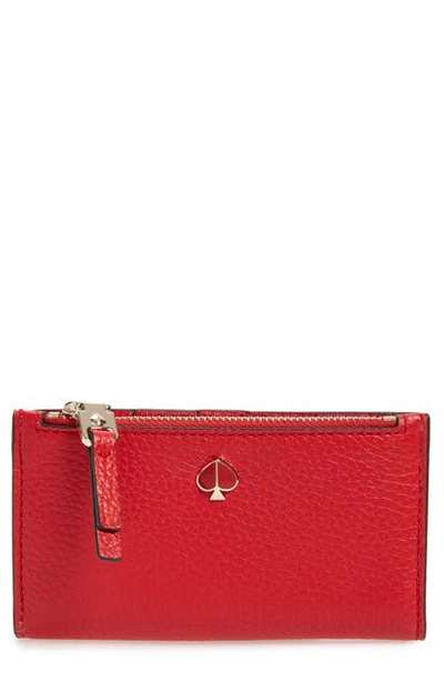 Shop Kate Spade Small Polly Slim Bifold Wallet In Hot Chili