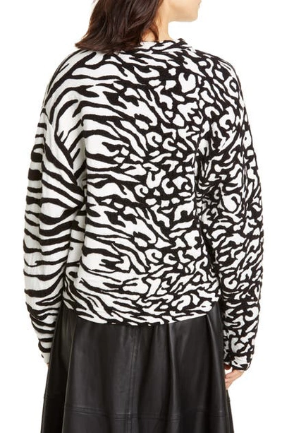 Shop Proenza Schouler White Label Animal Jacquard Cotton Blend Sweater In White/ Black
