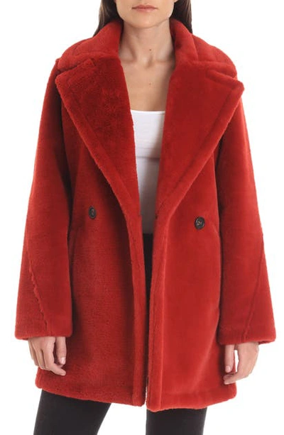 Shop Avec Les Filles Faux Fur Peacoat In Red