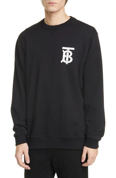 Shop Burberry Dryden Tb Monogram Cotton Sweatshirt In Black