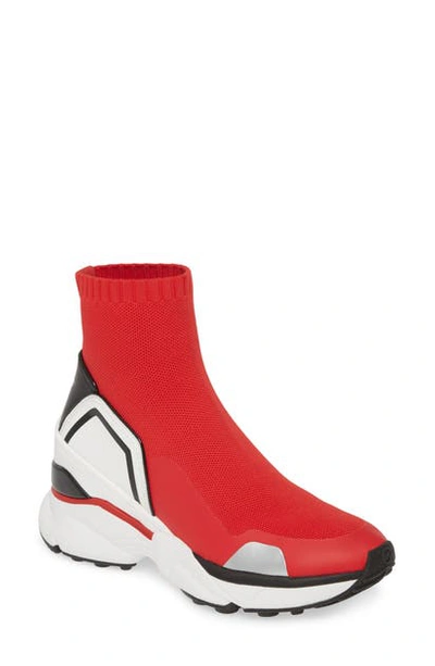 Shop Michael Michael Kors Mickey Sneaker Bootie In Bright Red Multi