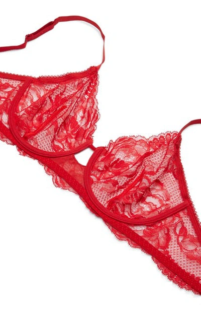 Shop La Perla Brigitta Lace Underwire Bra In Red Lips