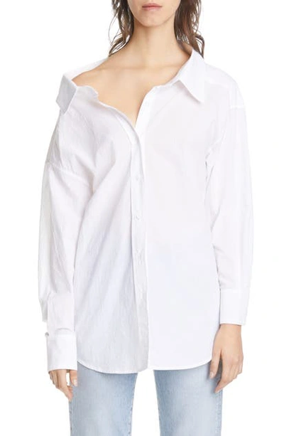 Shop Simon Miller Tabor Off The Shoulder Cotton Poplin Shirt In White
