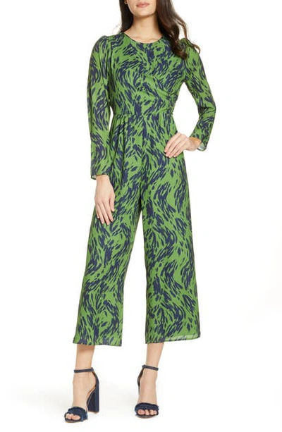 Shop Ali & Jay High Brow Long Sleeve Jumpsuit In Leaf/ Navy