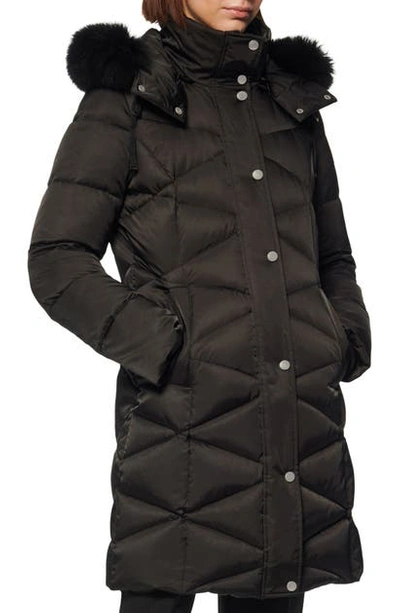 Shop Andrew Marc Truvy Genuine Fox Fur Trim Down & Feather Fill Parka In Black