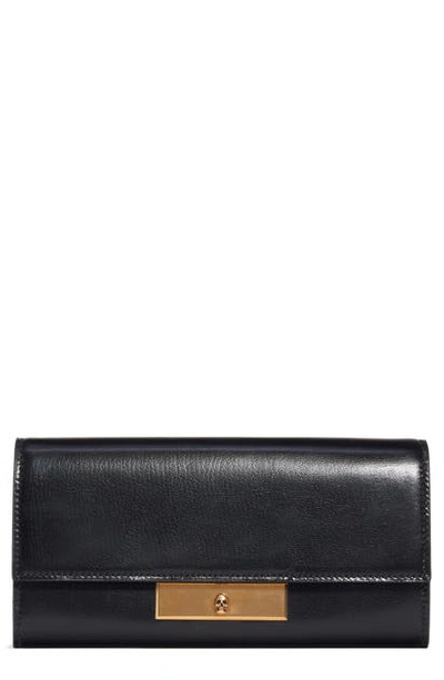 Shop Alexander Mcqueen Leather Wallet On A Chain In Black