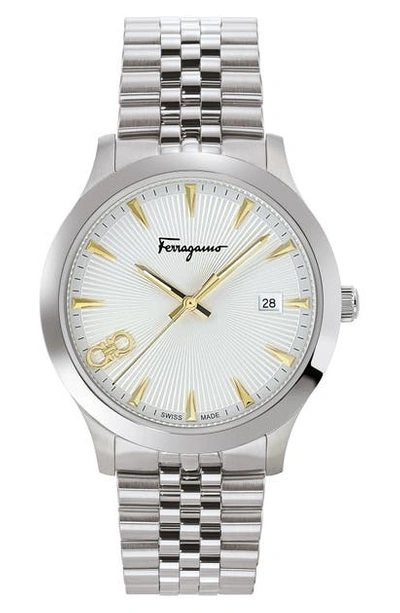 Shop Ferragamo Duo Bracelet Watch, 40mm In Silver