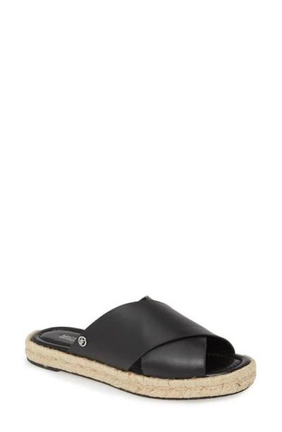 Shop Michael Michael Kors Linden Slide Sandal In Black Vachetta Leather