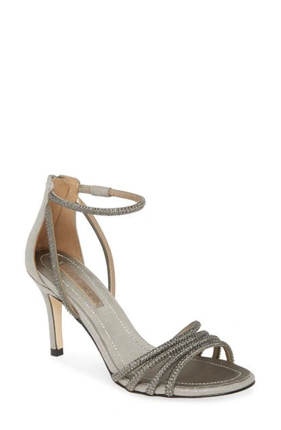 Shop Pelle Moda Roux Ankle Strap Sandal In Pewter Suede