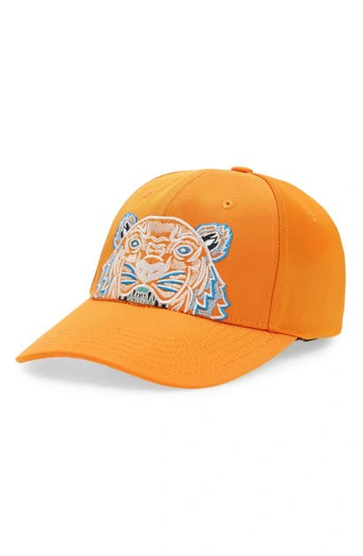 Shop Kenzo Embroidered Tiger Logo Baseball Cap In Orange