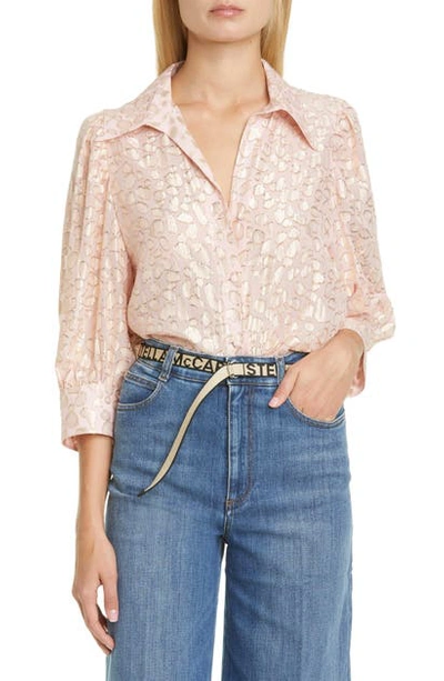 Shop Stella Mccartney Reese Metallic Fil Coupe Dot Shirt In Ballet Pin