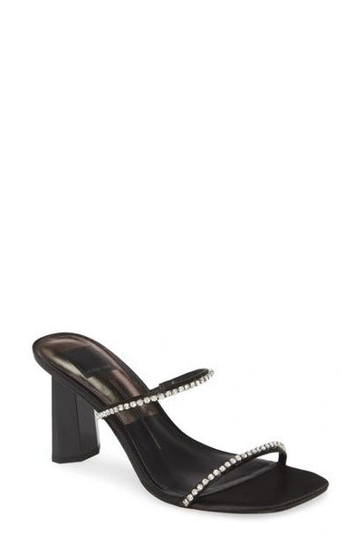 Shop Dolce Vita Naylin Crystal Embellished Slide Sandal In Black Satin