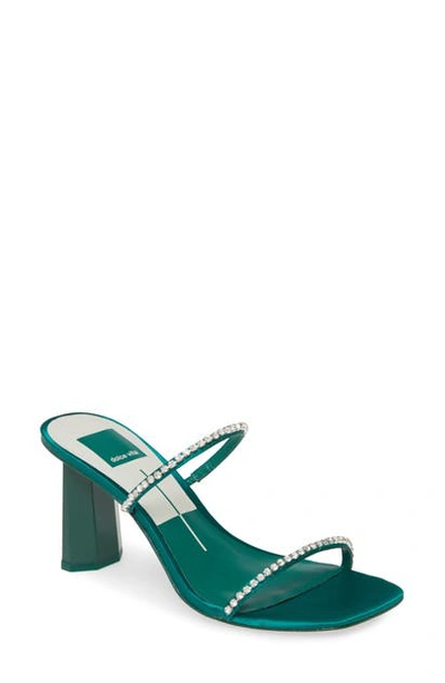 Shop Dolce Vita Naylin Crystal Embellished Slide Sandal In Emerald Satin
