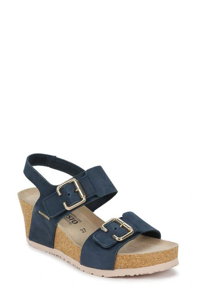 Shop Mephisto Lissandra Platform Wedge Sandal In Blue Leather