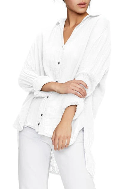 Shop Michael Stars Cotton Button-up Top In White