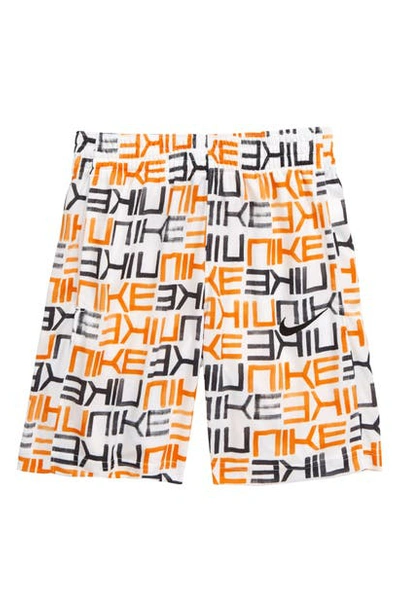 Shop Nike Dri-fit Avalanche Athletic Shorts In White/ Magma Orange