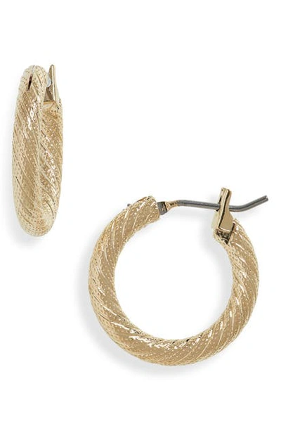 Shop Laura Lombardi Etched Hoop Earrings In Gold