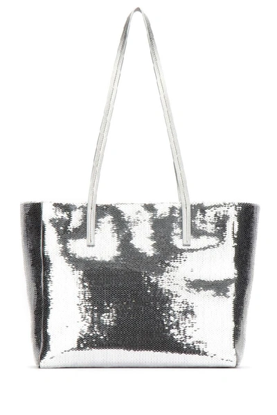 Shop Miu Miu Sequin Logo Zip Tote Bag In F0q07