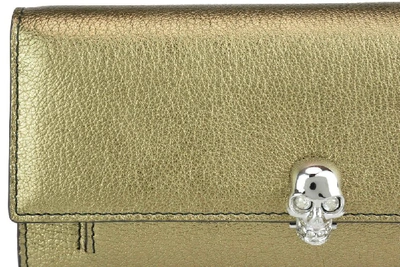 Shop Alexander Mcqueen Skull Motif Wallet In Gold