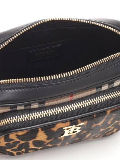 Shop Burberry Vintage Check Leopard Print Camera Bag In Multi