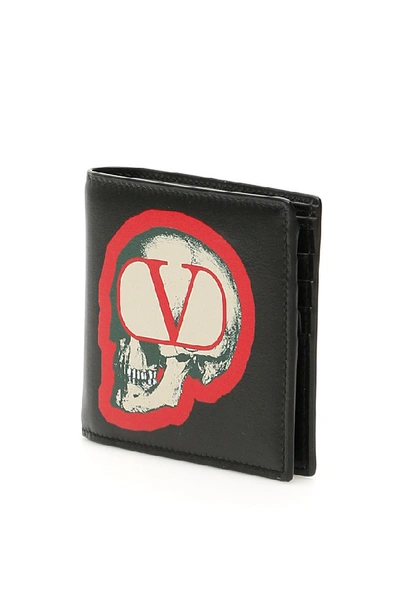 Shop Valentino X Undercover Skull Logo Wallet In Black