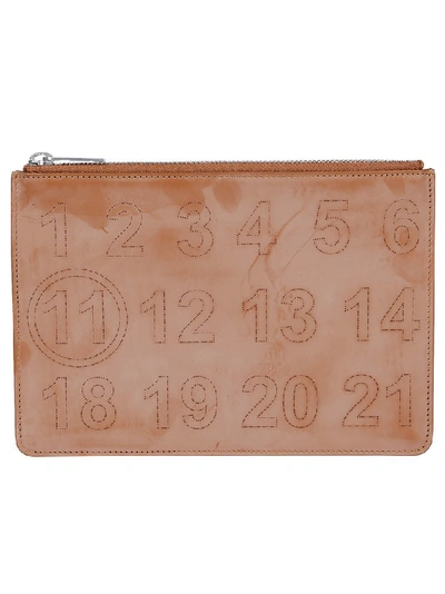 Shop Maison Margiela Embossed Numbers Cardholder In Brown