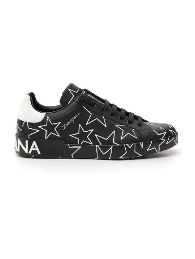 Shop Dolce & Gabbana Star Printed Sneakers In Black