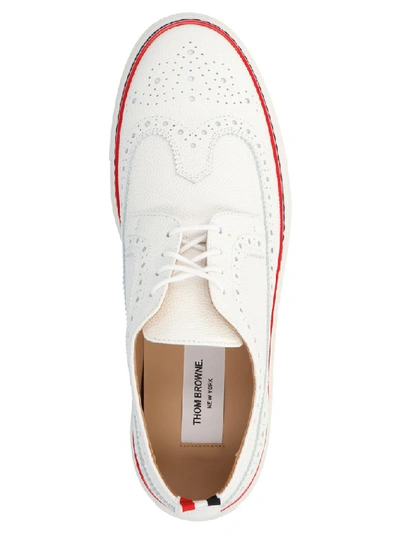 Shop Thom Browne Perforated Lace Up Shoes In White