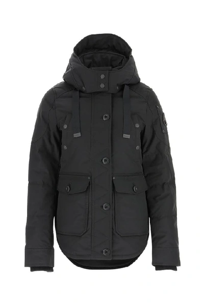 Shop Moose Knuckles Hooded Down Jacket In Black