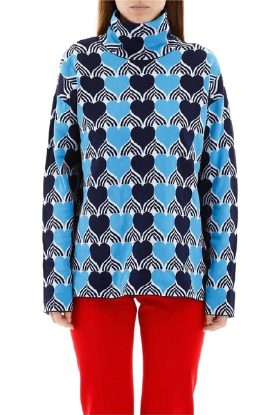 Shop Moncler Grenoble Heart Pattern Turtleneck Sweater In Multi