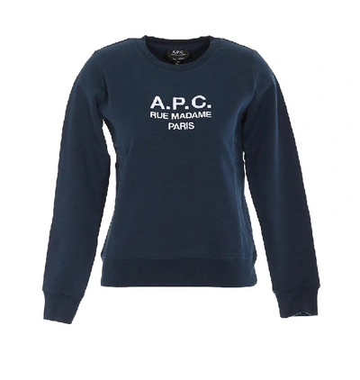 Shop Apc A.p.c. Logo Embroidered Sweatshirt In Blue