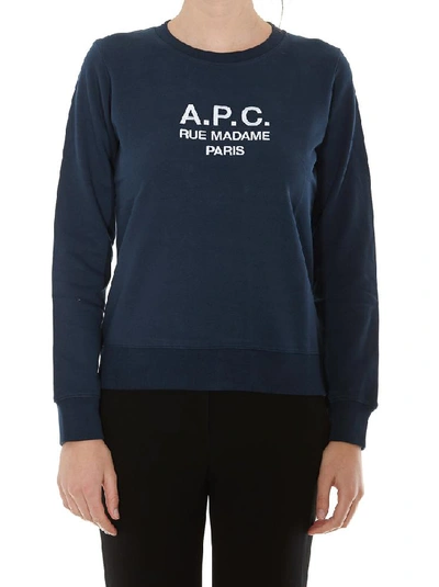 Shop A.p.c. Logo Embroidered Sweatshirt In Blue