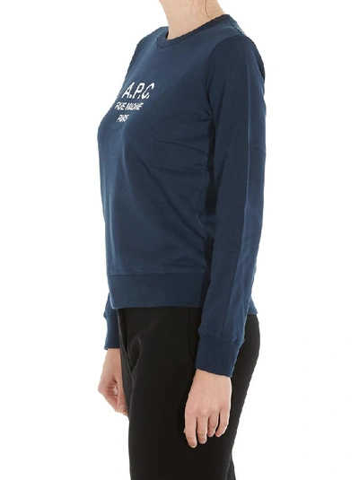 Shop Apc A.p.c. Logo Embroidered Sweatshirt In Blue