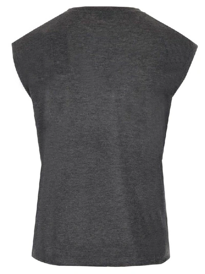 Shop Saint Laurent Graphic Printed Muscle T In Grey