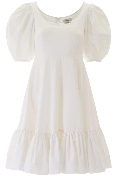 Shop Alexander Mcqueen Puff Sleeved Flared Dress In White