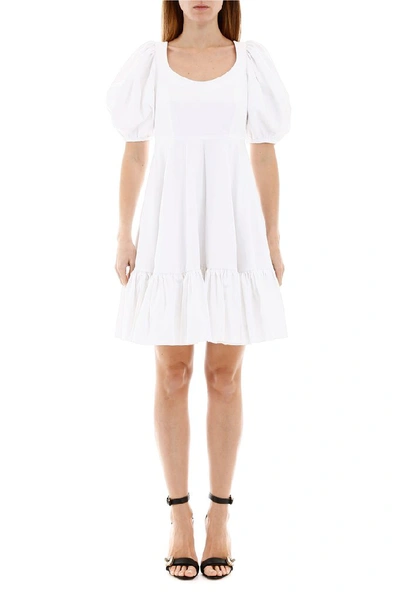 Shop Alexander Mcqueen Puff Sleeved Flared Dress In White