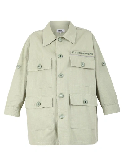 Shop Mm6 Maison Margiela Multi Pocket Buttoned Shirt Jacket In Green