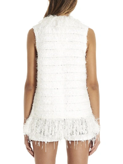 Shop Balmain Tweed Vest In White