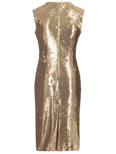 Shop P.a.r.o.s.h . Sleeveless Sequin Embellished Midi Dress In Gold