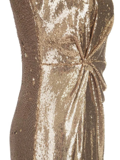 Shop P.a.r.o.s.h . Sleeveless Sequin Embellished Midi Dress In Gold