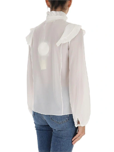 Shop Chloé Pleated Ruffle Blouse In White