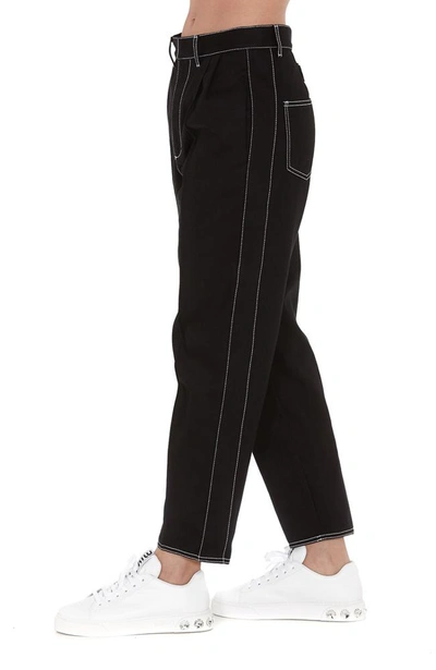 Shop Alexander Mcqueen Contrast Stitched Straight Pants In Black