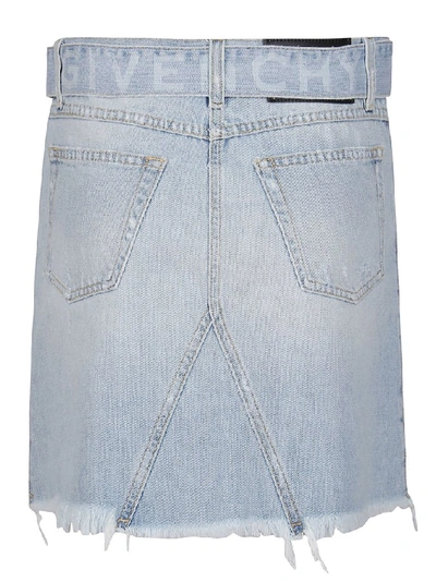 Shop Givenchy Belted Denim Mini Skirt In Blue